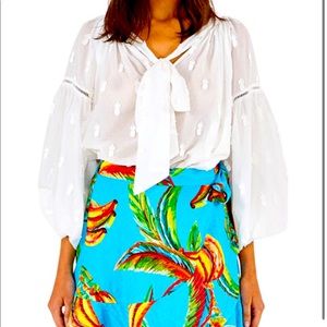 Farm rio NWT tie-neck pineapple blouse as L